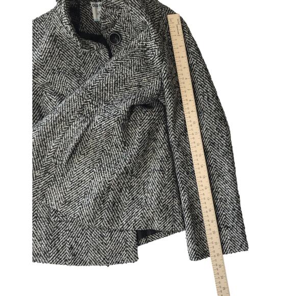 Old Navy Coat Ruffle Collar Black Tweed Button UP Women's Size Small Petite - Picture 8 of 11